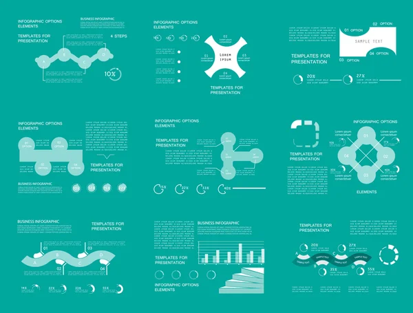 Set vettoriale di visualizzazione dei dati aziendali, modelli per il presente — Vettoriale Stock