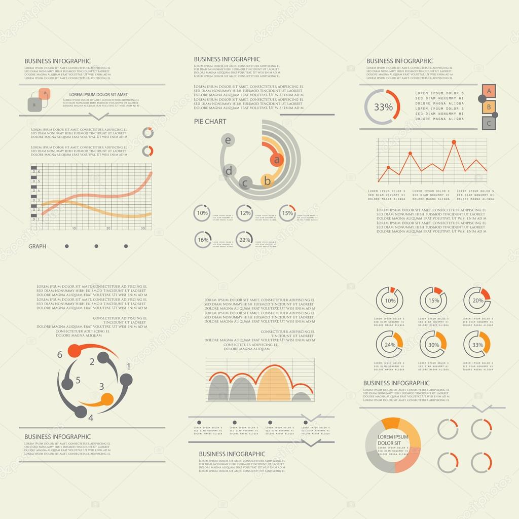 Set of business data visualization, templates for presentation,