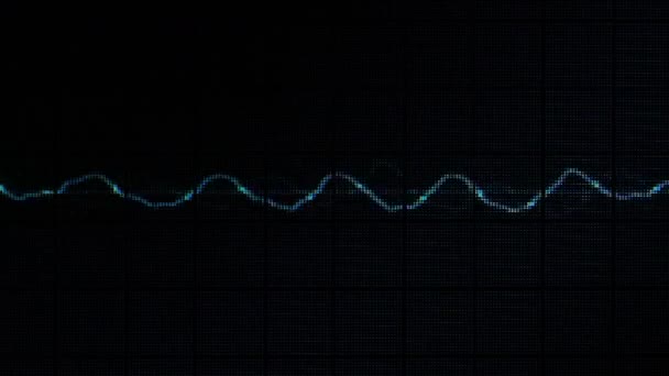 Audio Waveform Spectrum Sound Blue Line Black Background Real Footage — Stock Video