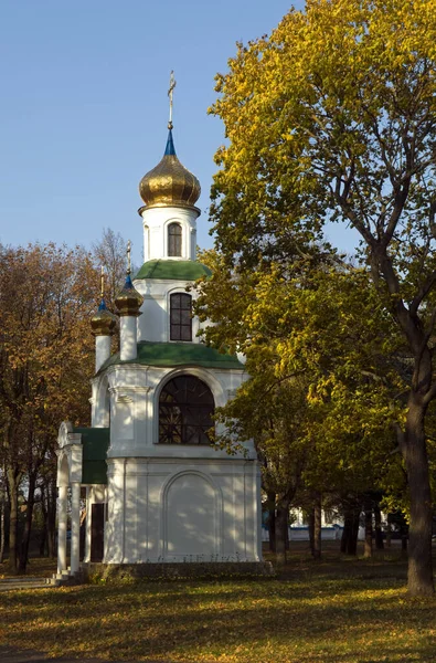 Chapel All Saints Surrounded Autumn Foliage Blue Sky Background — Stock Photo, Image