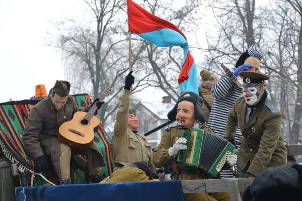 Vashkivtsi Chernivtsi Oblast Ukraine 2013 Mummers Festive Procession Occasion Malanka — Stock Photo, Image