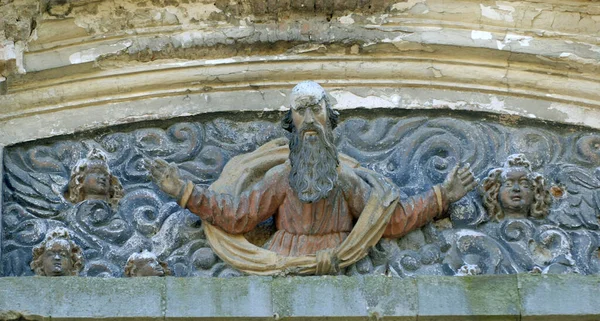 Scultura Santa Sulla Facciata Della Cattedrale Cattolica Onorevoli Colleghi Decorazione — Foto Stock