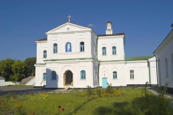 Nikolaevsky Mykolayivsky Monasterio San Nicolás Catedral Sobre Fondo Azul Del —  Fotos de Stock