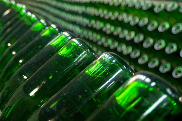 Flessen Champagne Rijping Proces Kelder — Stockfoto