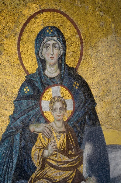 Mosaico della Vergine Madre e del suo Bambino — Foto Stock