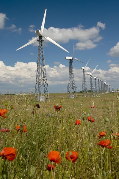 Estação de energia eólica em belo lugar — Fotografia de Stock