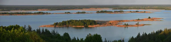 Panoramic view river with islands — Stock Photo, Image