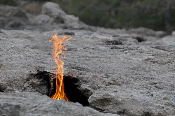 Natural fire on Mount Chimera — Stock Photo, Image