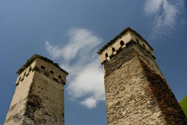 Svaneti towers against blue sky — Stock Photo, Image