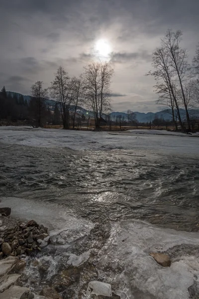 gri kış günü Nehri yakınında