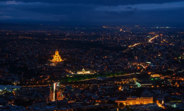 Tbilisi à noite - vista aérea — Fotografia de Stock