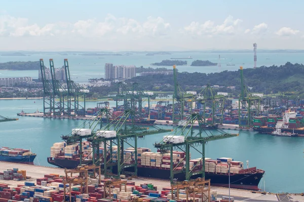 Szingapúri Tengerészeti Kikötői Hatóság Szingapúr Nov 2018 Konténerhajó Export Import — Stock Fotó