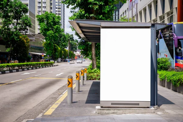 Médias Numériques Vierge Maquette Panneau Publicitaire Dans Arrêt Bus Panneaux — Photo