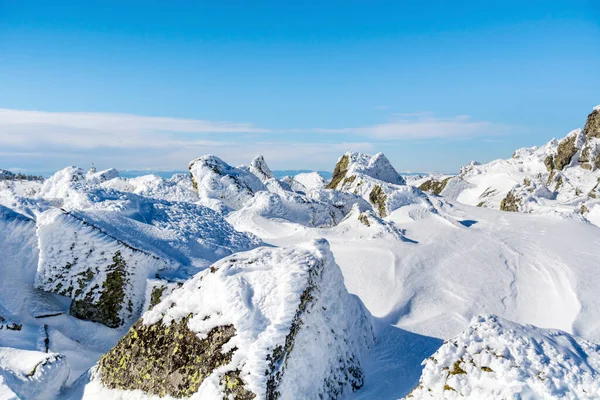 Schöne Winter Berglandschaft Mit Großen Steinen Bulgarien Vitosha Gebirge — Stockfoto