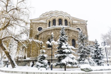 SOFYA, BULGARIA - 30 Kasım 2019: Bulgaristan 'ın Sofya kentindeki St Nedelya Kilisesi