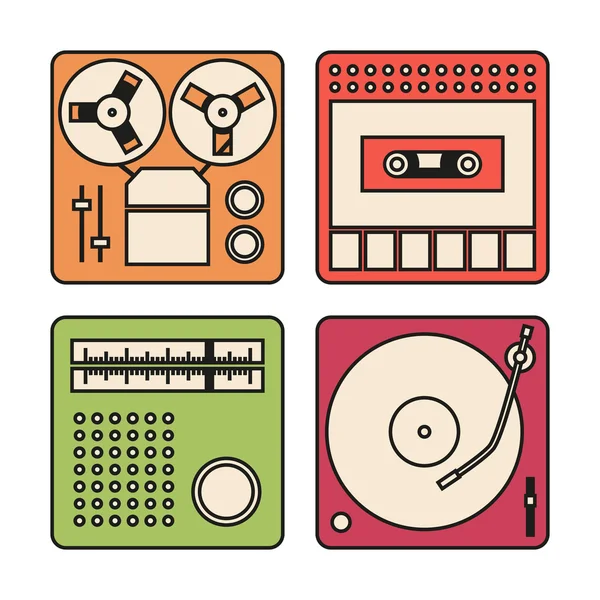 Set of icons for audio equipment — Stock Vector