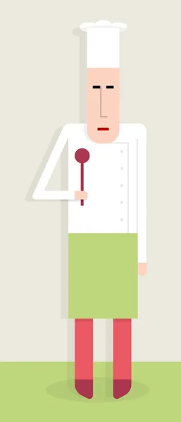 Chef with wooden spoon — Stock Vector