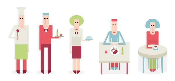 Personas en un restaurante — Vector de stock