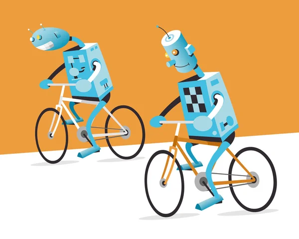 Twee robots op een fiets Rechtenvrije Stockvectors