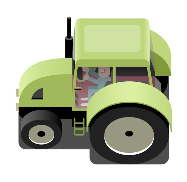 Tractor verde — Vector de stock