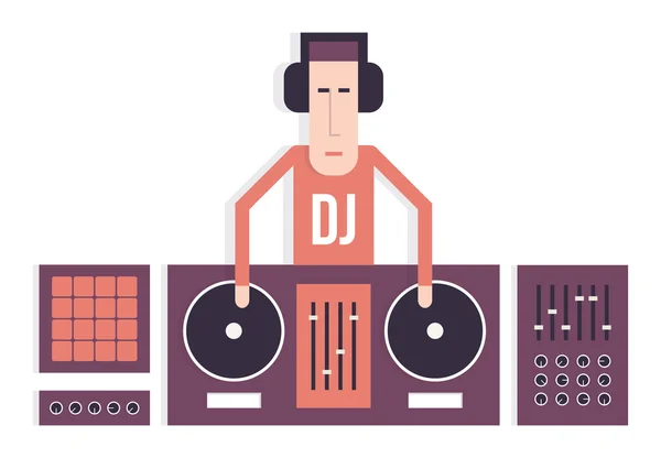 DJ with turntables — Stock Vector