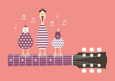 Kuşlar bir gitar boyun