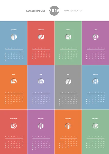 Calendrier 2016 — Image vectorielle