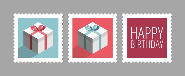 Postage stamps with gifts — Stock Vector