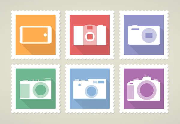 Selos postais com câmeras Vetores De Bancos De Imagens Sem Royalties