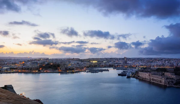 Malta Vista Panorâmica Porto Marsamxett Partir Das Muralhas Cidade Valletta — Fotografia de Stock