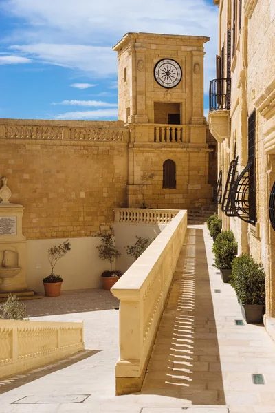 Victoria Gozo Ancient Clock Tower Corner Cathedral Square Citadel — Stock Photo, Image