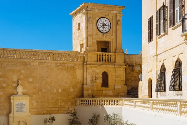 Malta Victoria Gozo Ancient Clock Tower Corner Cathedral Square Citadel — Stock Photo, Image