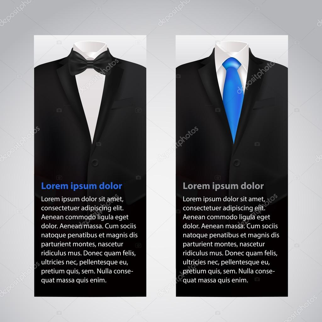 Vector business cards with suit and tuxedo.