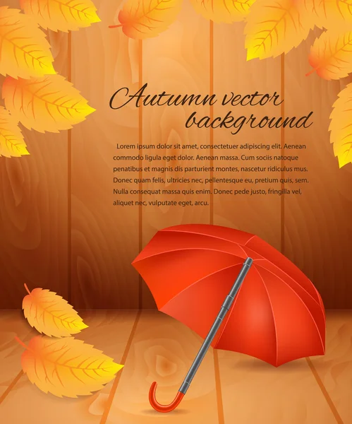 Automne rétro avec feuilles et parapluie . — Image vectorielle