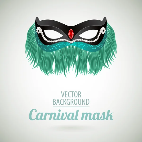 Fancy festive green feathers dress mask — Stock Vector