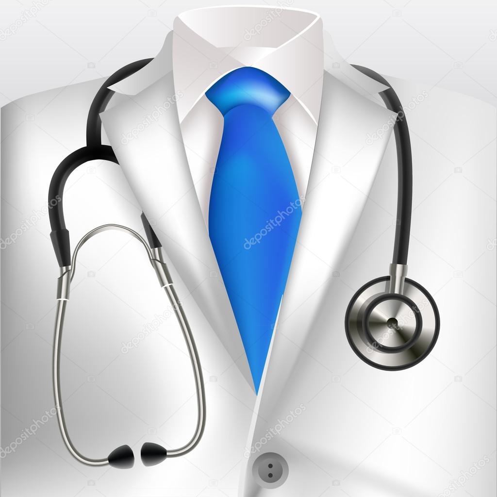 Doctors lab white coat and stethoscope