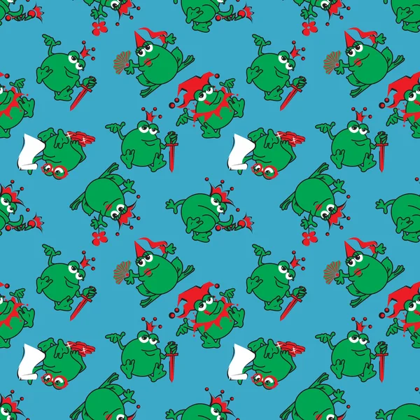 Seamless pattern with frog royal — Stock Vector