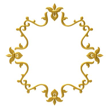 Altın rengi çerçeve beyaz arkaplanda izole edildi