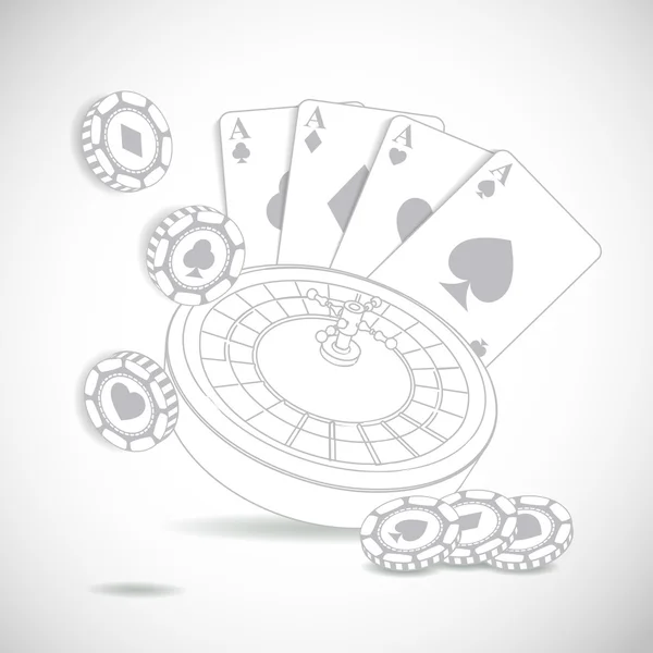 Composición del casino con ruleta — Vector de stock