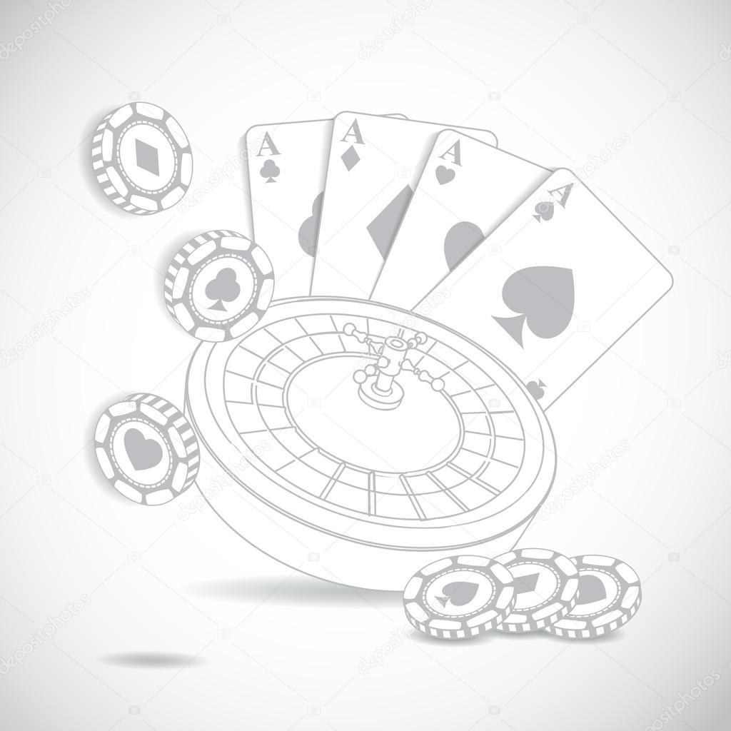 Casino composition with roulette wheel