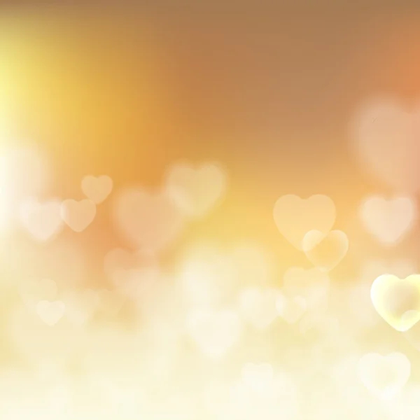 Brillante efecto bokeh corazones beige vector de fondo — Vector de stock