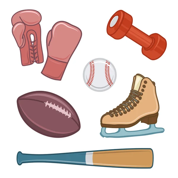 Vintage sport apparatuur. Hand getrokken icons set — Stockvector