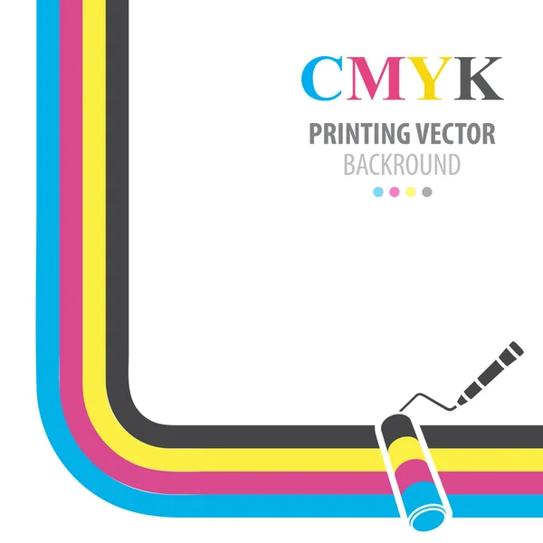 CMYK-vector achtergrond. Afdrukkleuren verfroller. — Stockvector