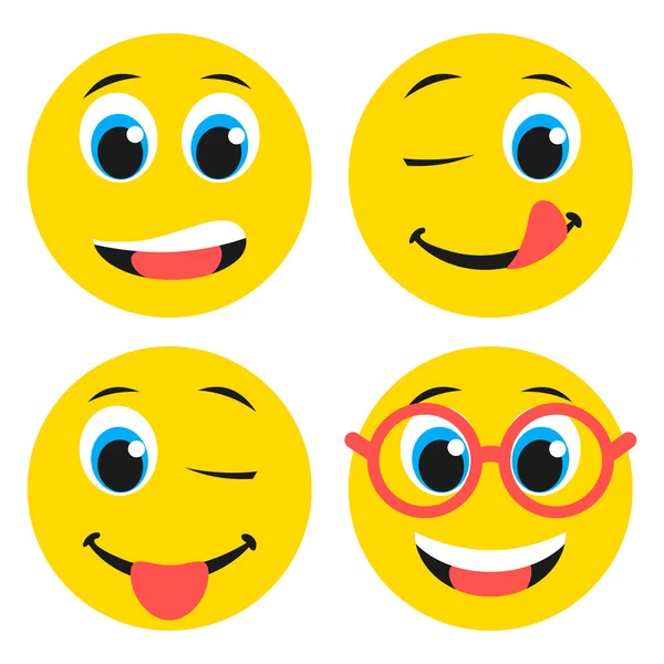 Conjunto de emoticons meninos básicos em design plano —  Vetores de Stock