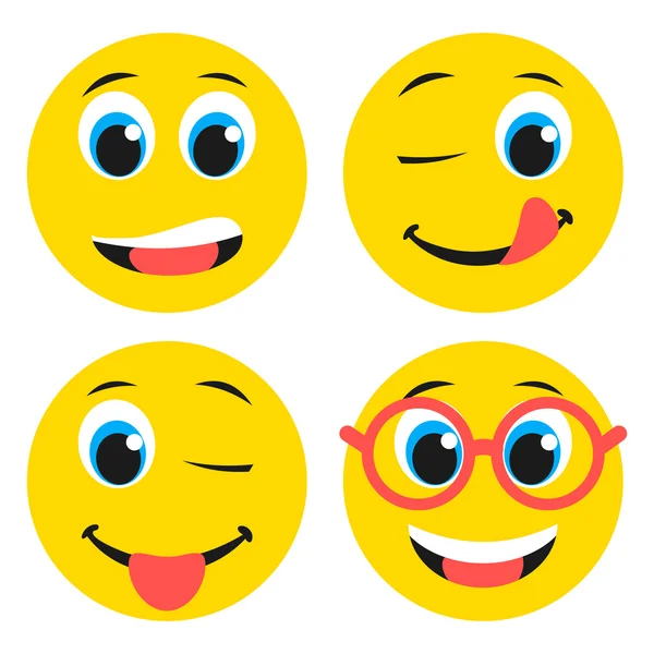Σύνολο των emoticons βασικές αγόρι στην επίπεδη σχεδίαση — Διανυσματικό Αρχείο