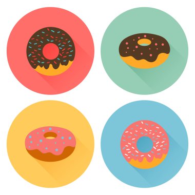 Dört lezzetli aromalı donuts camlı.