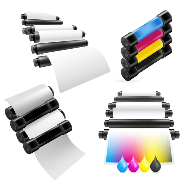 Máquina de impresión set — Vector de stock