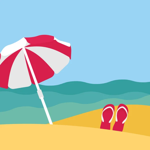 Vue mer sur belle plage avec parasol — Image vectorielle