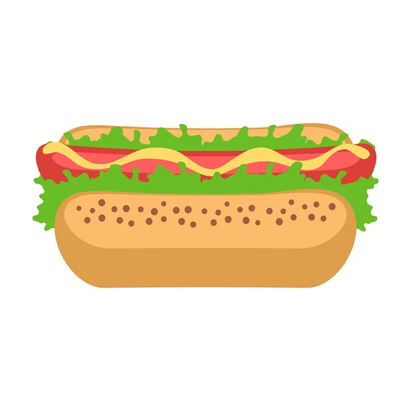 Hot Dog with Mustard — Stock Vector