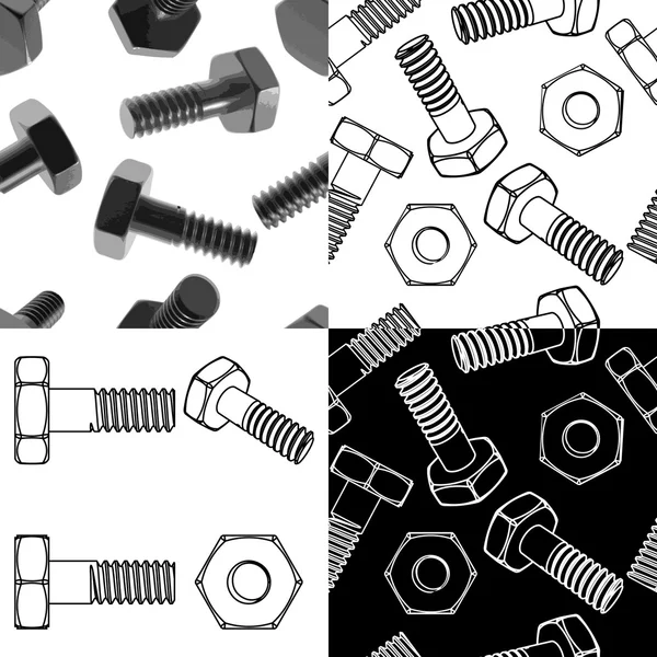 Nuts and bolts set — Stock Vector